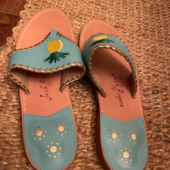 Jack Rogers Pineapple Embroidered Sandals - Picture 4 of 8